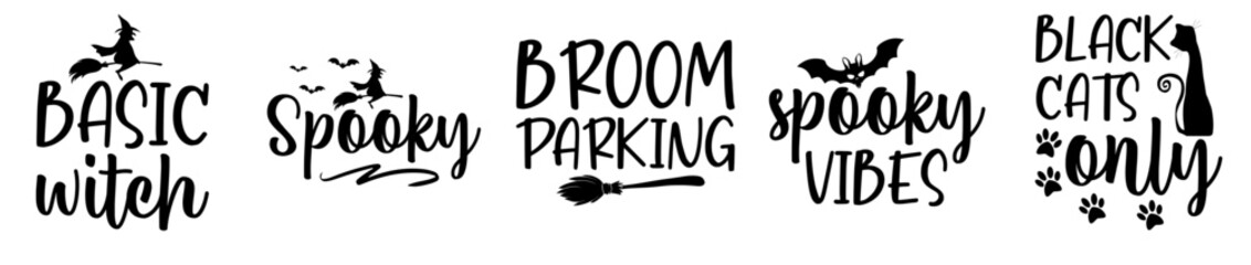 Minimalist Halloween Bundle Hand Lettering, Labels And Badges Set Vector Illustration for Infographic, Greeting Card, Vouchers