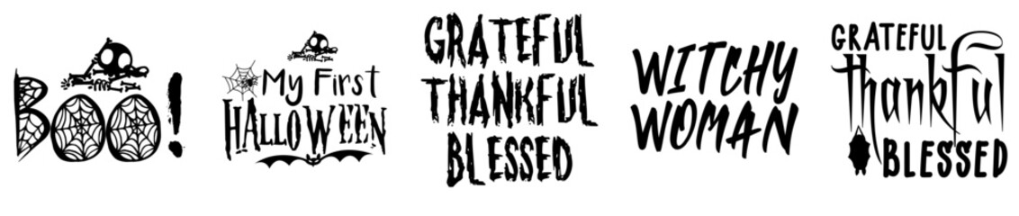 Modern Halloween Bundle Typography, Calligraphic Lettering Set Vector Illustration for Presentation, Motion Graphics, Logo