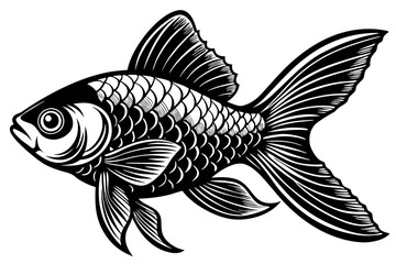 Goldfish silhouette isolated on a white background