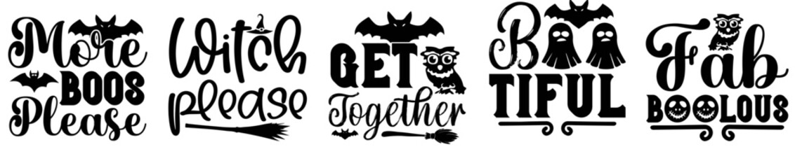 Modern Halloween Bundle Invitation, Inscriptions Set Vector Illustration for Motion Graphics, Flyer, Newsletter