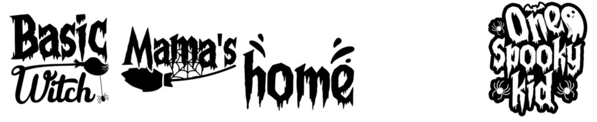 Elegant Halloween Bundle Typographic Emblems, Hand Lettering Pack Vector Illustration for Label, Icon, Motion Graphics