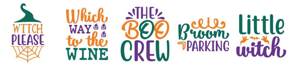 Creative Halloween Bundle Typography, Quotes Collection Vector Illustration for Gift Card, Mug Design, Sticker