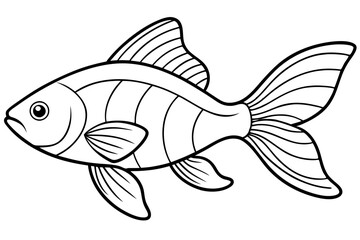 Goldfish line art isolated on a white background 
