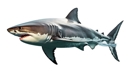 Shark deep water predator isolated on a white background, aquatic animal. Generative AI