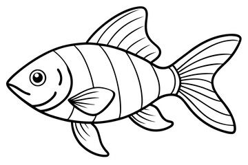 Goldfish line art isolated on a white background 
