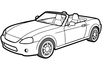 Obraz premium Convertible car line art isolated on a white background 