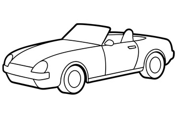 Convertible car line art isolated on a white background 
