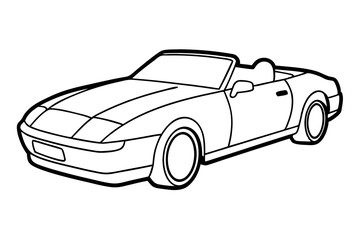 Convertible car line art isolated on a white background 
