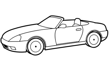 Convertible car line art isolated on a white background 
