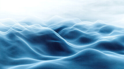 Obraz premium The image is a blue ocean with a lot of waves. The waves are very small and the water is very calm. The sky is white and there are no clouds