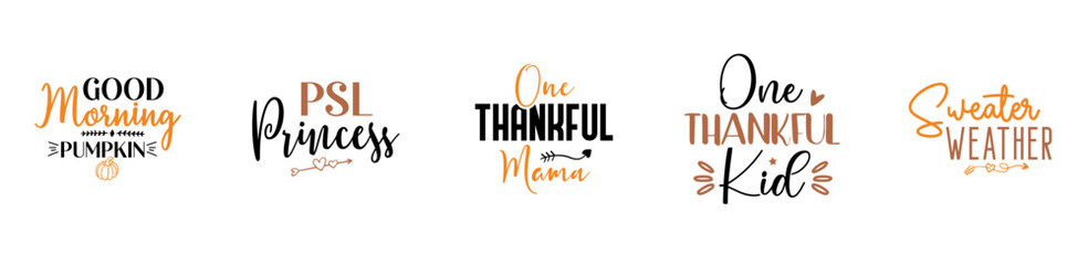 Fototapeta premium Classic Fall Bundle Calligraphic Lettering, Phrases Bundle Vector Illustration for Motion Graphics, Bookmark, Sticker