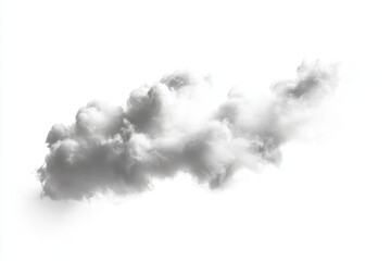 A fluffy, white cloud floating against a stark white background.