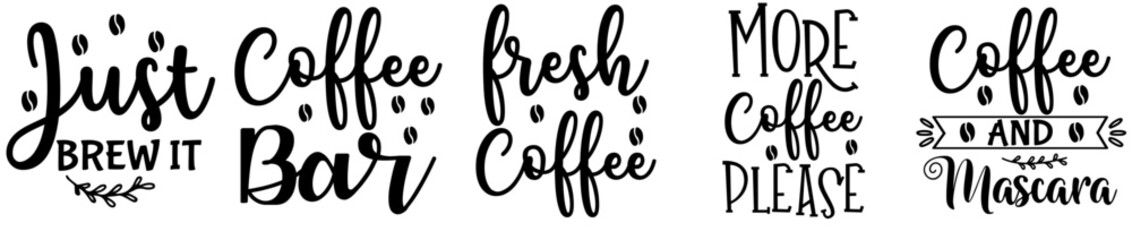 Minimalist Coffee Bundle Calligraphic Lettering, Phrases Collection Vector Illustration for Logo, Mug Design, Advertisement