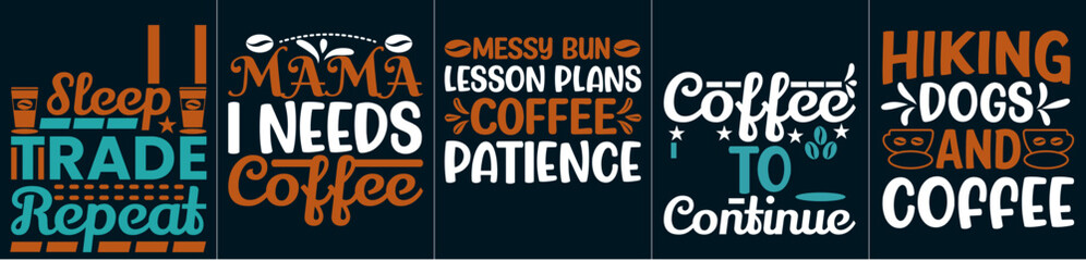 Cute Coffee Quotes Design Bundle Trendy Retro Style Illustration, Quotes Pack Vector Illustration for Mug Design, Magazine, Brochure