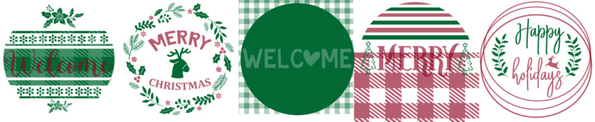 Modern Christmas Round Sign Bundle Labels And Badges, Typographic Emblems Pack Vector Illustration for Label, Social Media Post, Motion Graphics