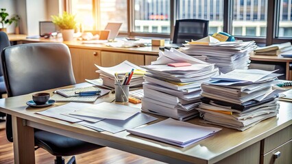 Documents scattered on a messy desk