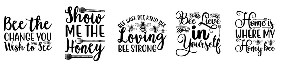 Minimalist Bee Bundle Calligraphy, Quotes Pack Vector Illustration for Motion Graphics, Advertising, T-Shirt Design