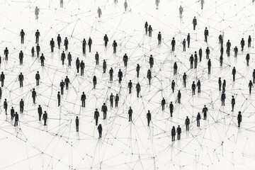 Naklejka premium Simple people shapes connected by lines created with Generative AI