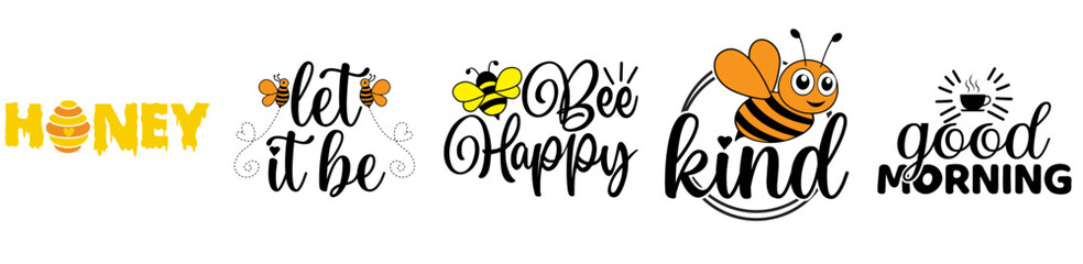 Decorative Bee Mega Bundle Quotes, Typography Bundle Vector Illustration for Logo, Announcement, Advertising
