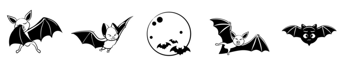 Simple Bat Bat Clipart Bat Vector Hand Lettering, Invitation Bundle Vector Illustration for Wrapping Paper, Packaging, Postcard