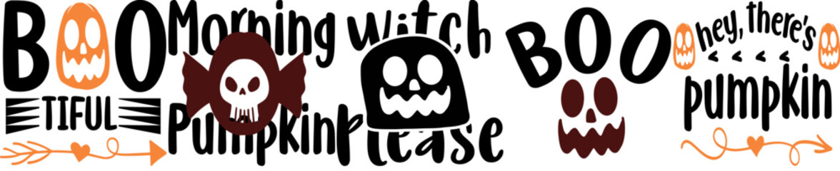 Creative Beautiful Halloween Designs Calligraphic Lettering, Hand Lettering Collection Vector Illustration for Printing Press, Brochure, Icon