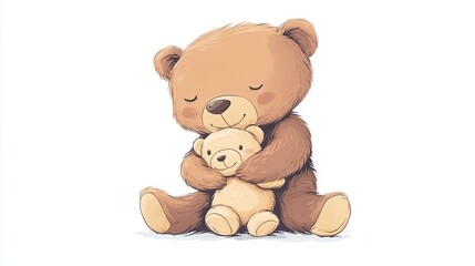 Brown Bear Hugging Smaller Tan Bear