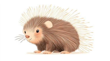 A Cute Cartoon Porcupine with Spikes