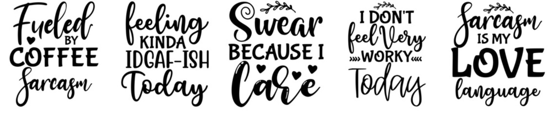 Minimal Sarcastic Bundle Typography, Inscriptions Collection Vector Illustration for Presentation, Advertising, Banner