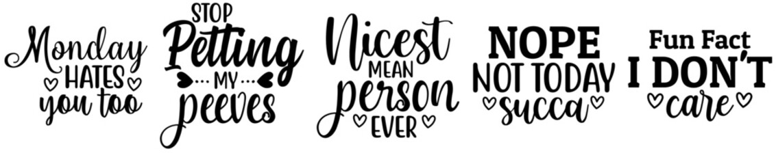 Minimal Sarcastic Bundle Inscriptions, Quotes Bundle Vector Illustration for Printing Press, Holiday Cards, Motion Graphics