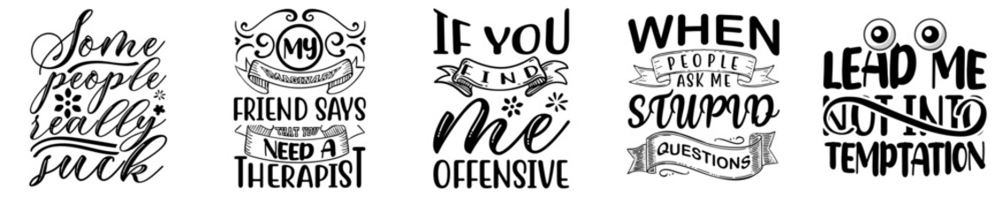 Vibrant Sarcastic Bundle Funny Typography Hand Lettering, Inscriptions Pack Vector Illustration for Vouchers, Advertising, Advertisement