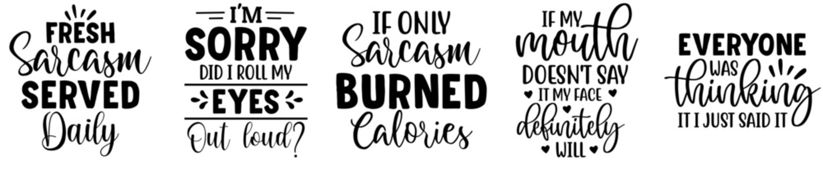 Elegant Sarcastic Bundle Quotes, Typographic Emblems Collection Vector Illustration for Mug Design, Postcard, Infographic