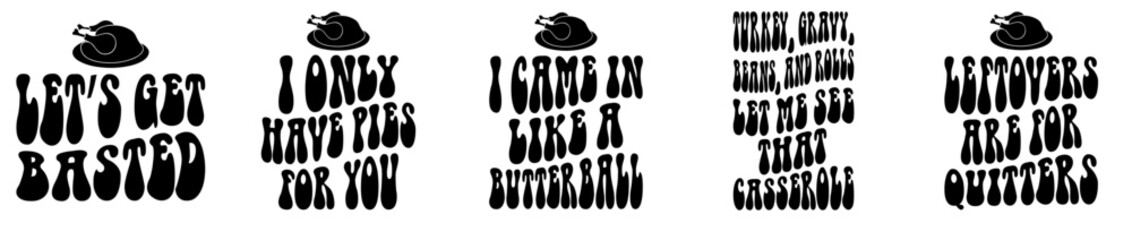 Colourful Funny Thanksgiving Bundle Phrases, Labels And Badges Bundle Vector Illustration for Icon, Announcement, Advertisement