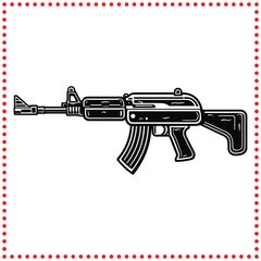 Crisp and Clear Assault Rifle Vector   Perfect for Tactical and Security Graphics