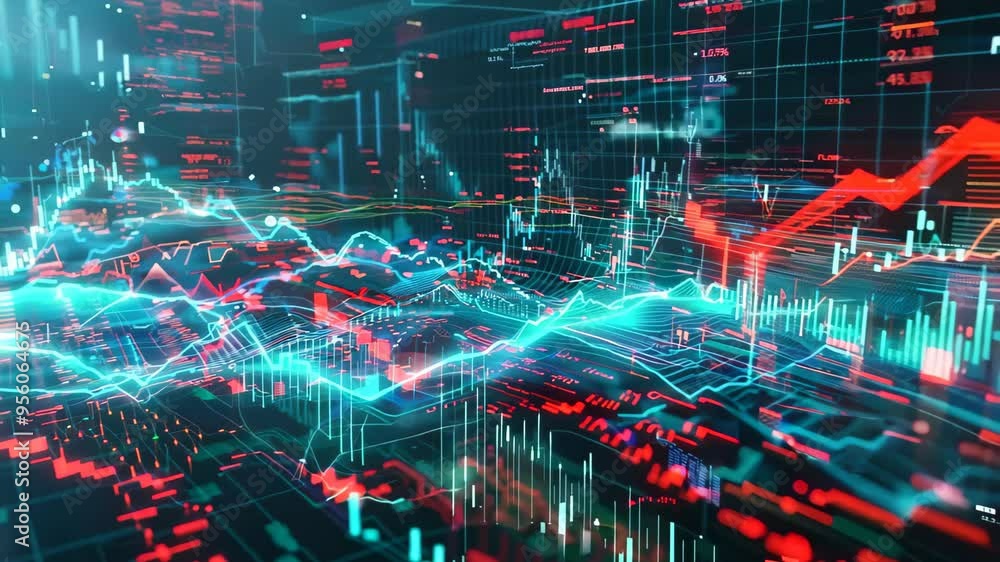 Aufkleber the dynamic realm of finance and technology with this vibrant abstract visualization of digital data