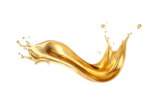 Golden liquid flowing and splashing, ideal for beverage or luxury product advertising, cosmetic marketing, or abstract design projects