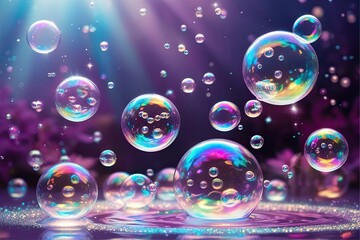 Naklejka premium Enchanting Bubbles in a Glimmering Liquid Wonderland