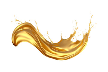 Golden liquid flowing and splashing, ideal for beverage or luxury product advertising, cosmetic marketing, or abstract design projects