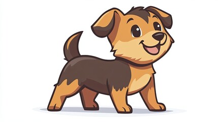 Fototapeta premium A Cheerful Cartoon Dog with Brown and Black Fur