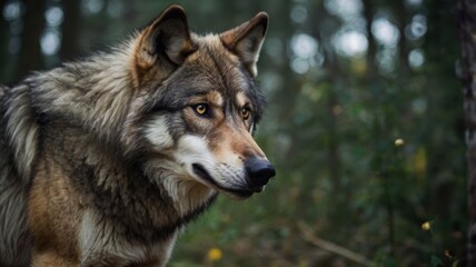 Fototapeta premium alone wolf in the forest