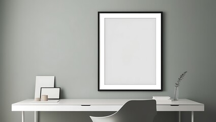 Frame Poster Mockup Set in a Sleek Office Space, Great for Featuring Modern Business Posters, Creative Art