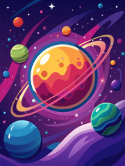 Colorful Planets in a Starry Galaxy