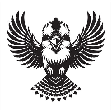 Basic Dacelo novaeguineae Clipart - Black and White Kookaburra Illustration