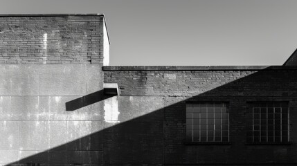 South side of a disused factory on the street in a black and white abstract style. © Usman