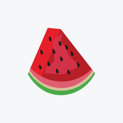 Triangle-shaped watermelon slice isolated on a transparent background.
