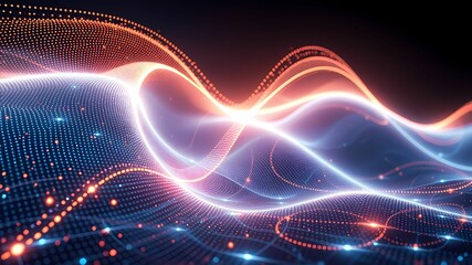 Digital Waveform with Glowing Particle Trails