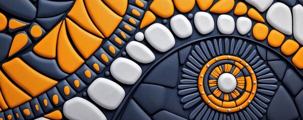 Exotic modern patterns with unique contrast flat design top view tribal theme 3D render Triadic Color Scheme