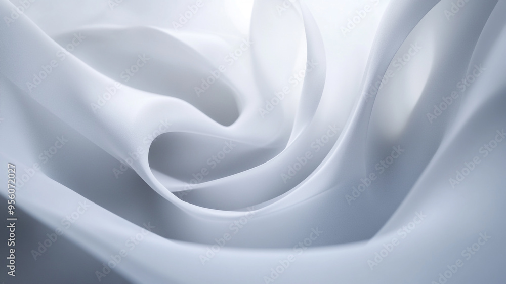 Poster delicate white fabric gracefully draping to create elegant folds and texture in soft light