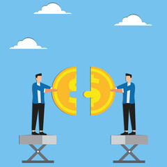 Team folding dollar coin, Sharing, Wealth