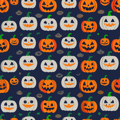 Obraz premium Halloween-Themed Pumpkin Pattern for Print-on-Demand T-Shirts and Seasonal Apparel