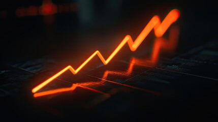 Glowing Orange Line Graph on Dark Background